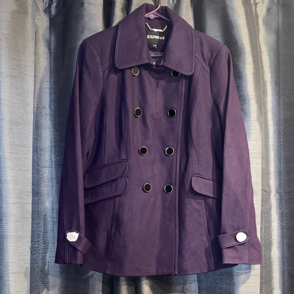 Express Women's Elegant Purple Pea Coat